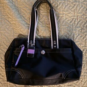 Coach Black Tote with Purple Accents